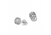 Сережки срібні пусети Корона з каменем посередені ВС-045р *