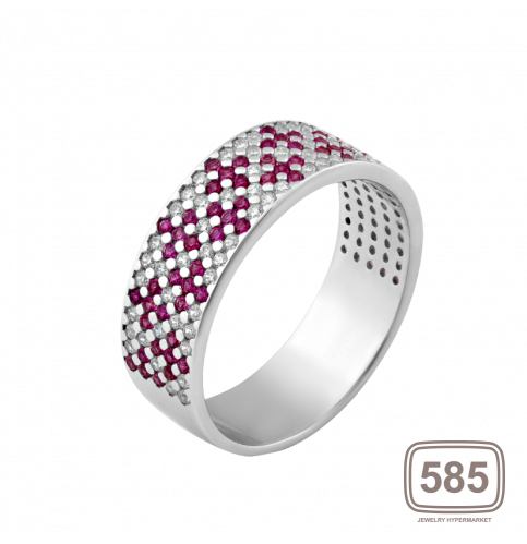 Серебряное кольцо узкий Орнамент розовые цветы ЛК-0116-9р *
