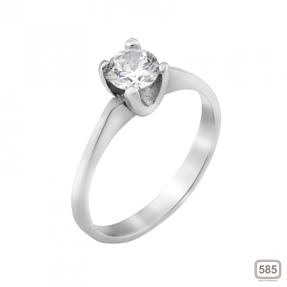 Серебряное кольцо с одним камнем Классик