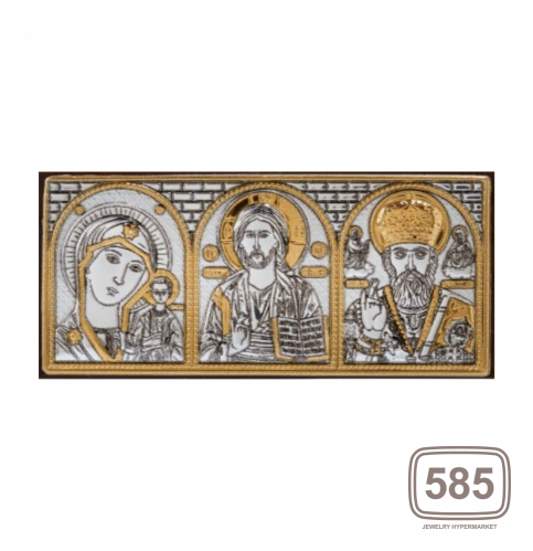 Ікона потрійна Богородиця Казанська, Спаситель, Святий Миколай МВ/Е1316 *