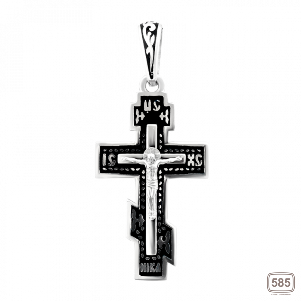 Крестик серебряный с черной эмалью