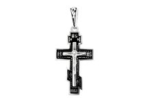 Крестик серебряный с черной эмалью