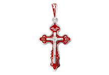 Крестик серебряный с красной эмалью ВС-052eчр *