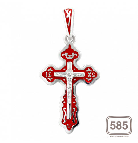 Хрестик срібний з червоною емаллю ВС-052eчр *