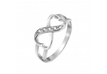Кольцо серебряное Бесконечность из двух сердечек с камнями