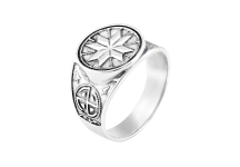 Мужское серебряное кольцо печатка Северная звезда с чернением Г-3130ч *
