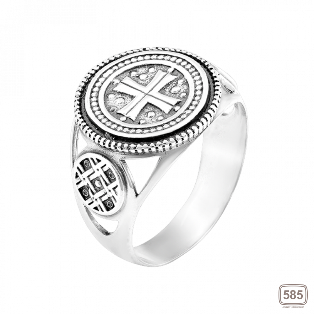 Мужское серебряное кольцо печатка Мальтийский крест с чернением Г-3140ч *
