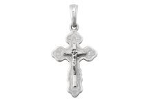 Крестик серебряный с белой эмалью ВС-052eр *