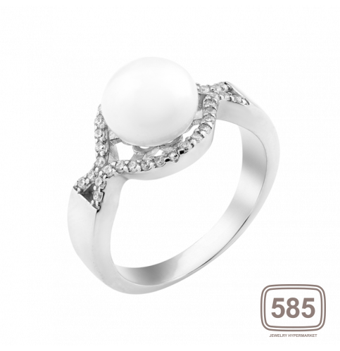 Серебряное кольцо с жемчугом Коралл 
