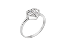 Серебряное кольцо с одним камнем Бриллиант