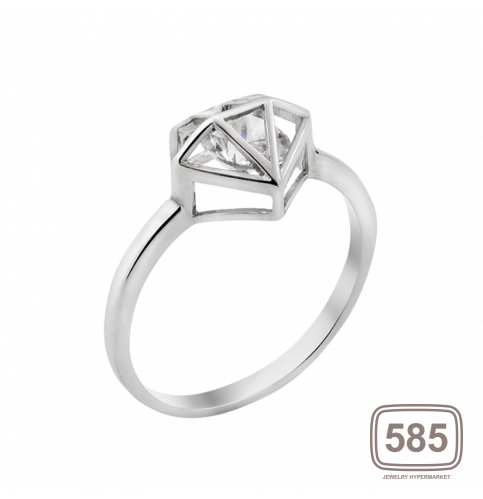 Серебряное кольцо с одним камнем Бриллиант