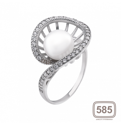 Серебряное кольцо с жемчугом Экзотический Цветок