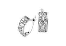 Серебряные серьги Восточный Узор с белыми фианитами ЛК-0186рС *