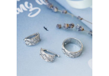 Комплект серебряный Восточный Узор сережки и кольцо