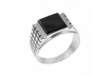 Мужское серебряное кольцо перстень с черным ониксом Тутанхамон 003ч *