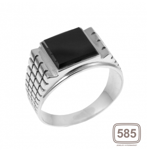 Мужское серебряное кольцо перстень с черным ониксом Тутанхамон 003ч *