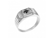 Перстень срібний чоловічий Патрицій з чорним оніксом та білими фіанітами