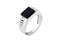 Мужское серебряное кольцо перстень с черным ониксом Квадро