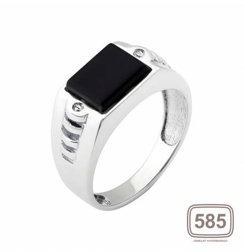 Мужское серебряное кольцо перстень с черным ониксом Квадро