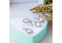 Комплект срібний Екзотична Квітка з перлами та фіанітами