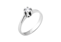 Серебряное кольцо с одним камнем Бутон с Сердечками