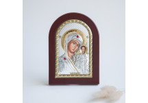 Богородиця Казанська срібна ікона з позолотою