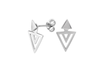 Серебряные серьги наборные два Треугольника без камней маленькие