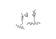 Срібні сережки пусети трансформери Зігзаг з маленькими фіанітами