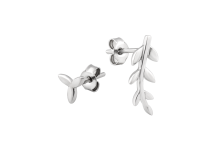 Срібні сережки пусети асиметричні Гілочка з листочками ВС-162р *