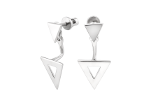 Срібні сережки трансформери два Трикутники без камінців