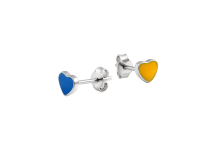 Дитячі срібні сережки пусети Сердечки з емаллю ВС-160ер(сж) *