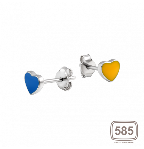 Дитячі срібні сережки пусети Сердечки з емаллю ВС-160ер(сж) *