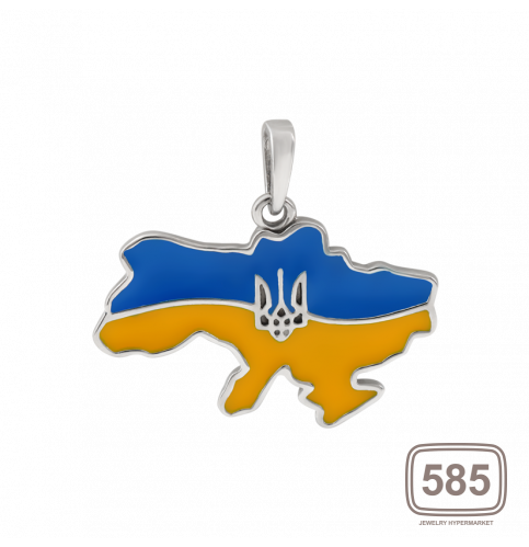 Серебряный кулон Карта Украины