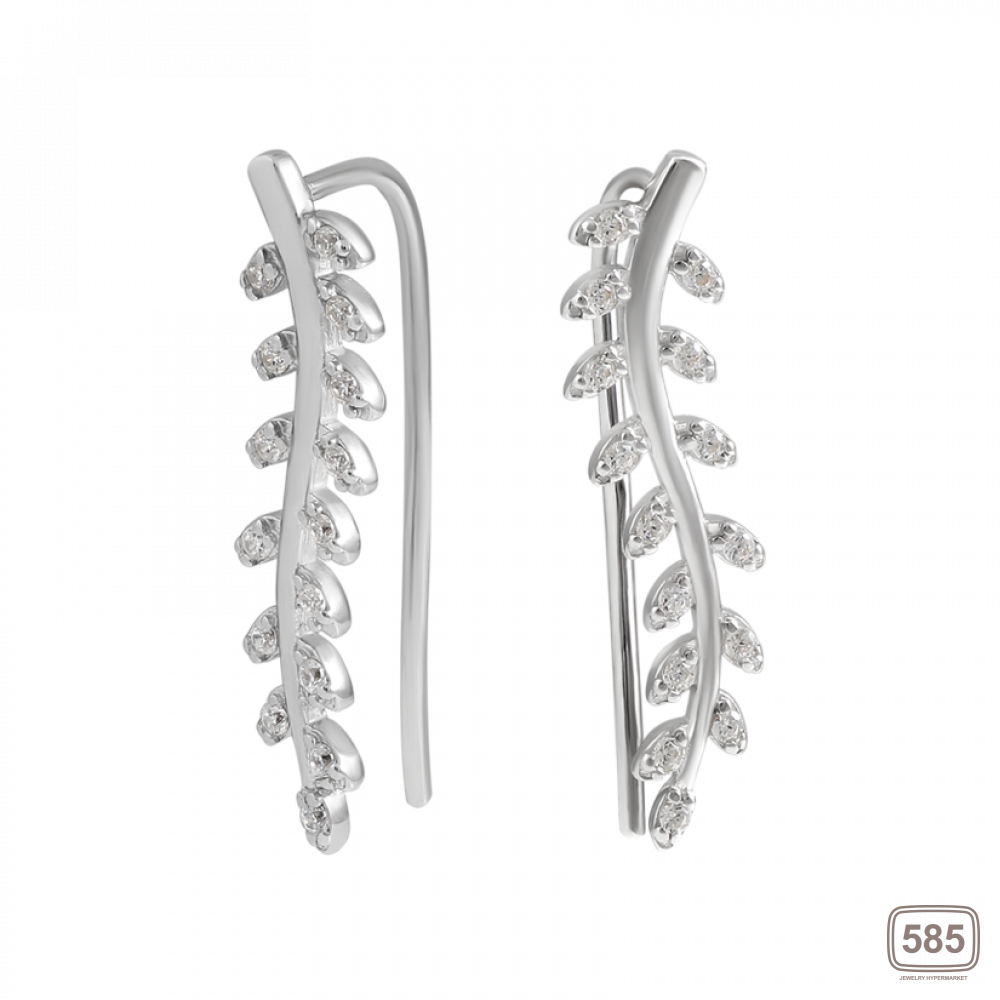 Сережки срібні кафи Гілочка з фіанітами