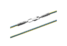Шнурок синтетический с серебряной застежкой в голубовато-желтых цветах