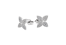 Срібні сережки пусети Квіти з білими фіанітами