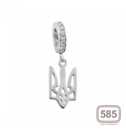 Подвес Шарм серебряный Герб Украины с фианитами П-043р *