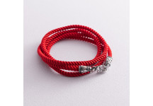 Шелковый красный шнурок с серебряной застежкой