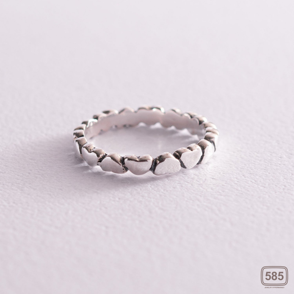 Срібний перстень з сердечками