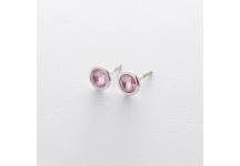 Серебряные серьги-пусеты с розовым топазом