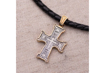 Срібний хрестик з позолотою «Голгофа»