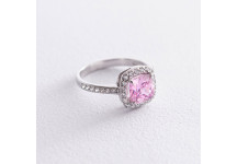 Серебряное кольцо с белыми и розовыми фианитами