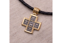 Серебряный крест «Господь Вседержитель. 
Великомученик Пантелеимон со сценами жития»