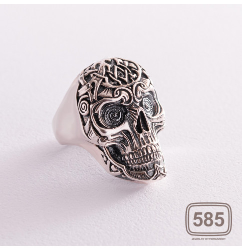 Серебряное мужское кольцо с черепом (чернение)