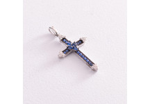 Золотой крестик с синими сапфирами и бриллиантами