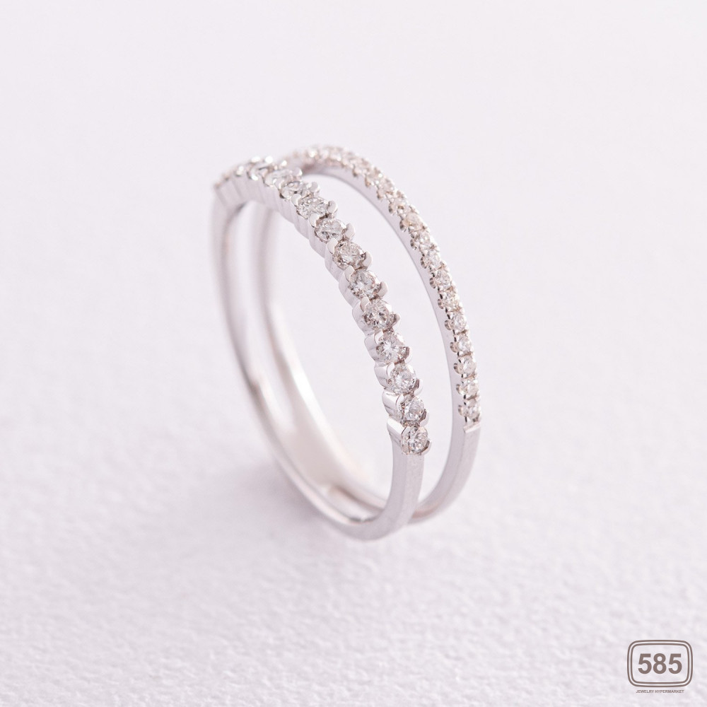 Двойное кольцо в белом золоте с бриллианты