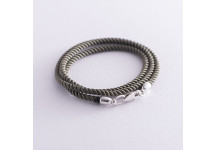 Шелковый шнурок цвета Хаки с гладкой серебряной застежкой