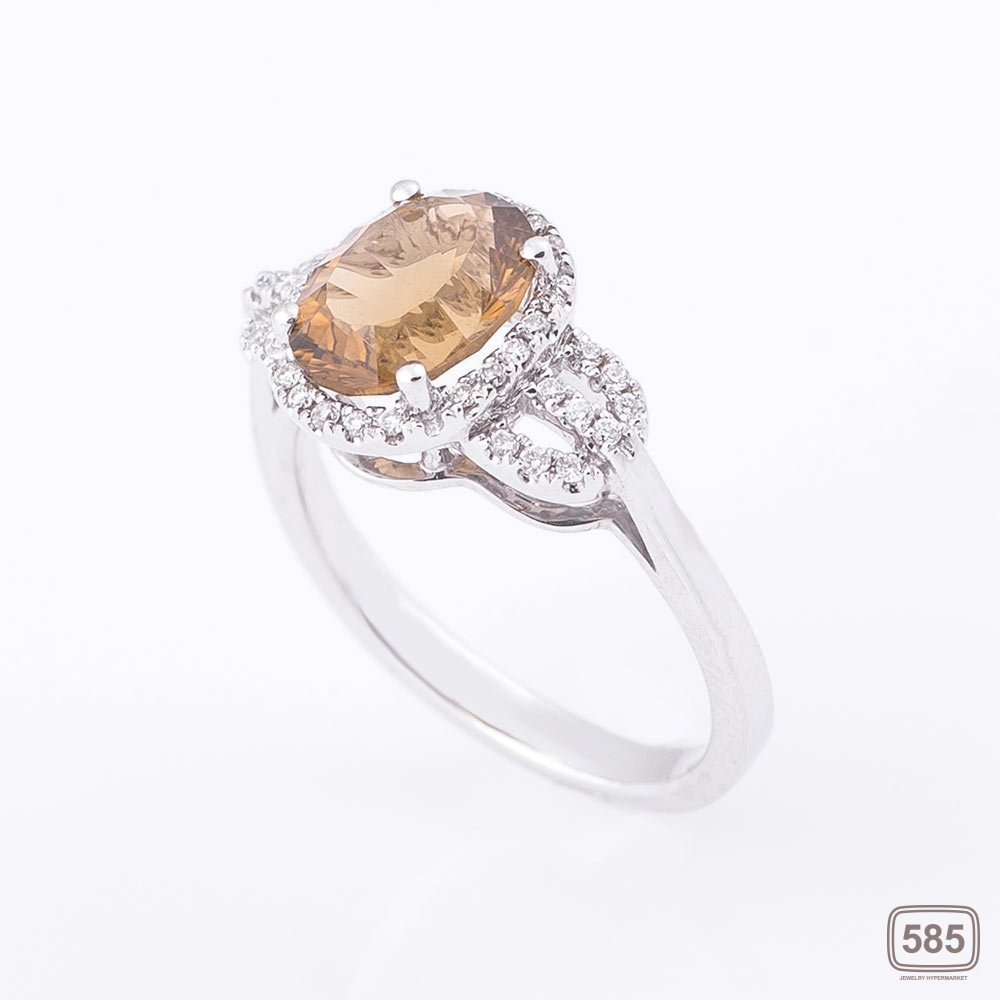 Золотое кольцо с дымчатым кварцем и бриллиантами