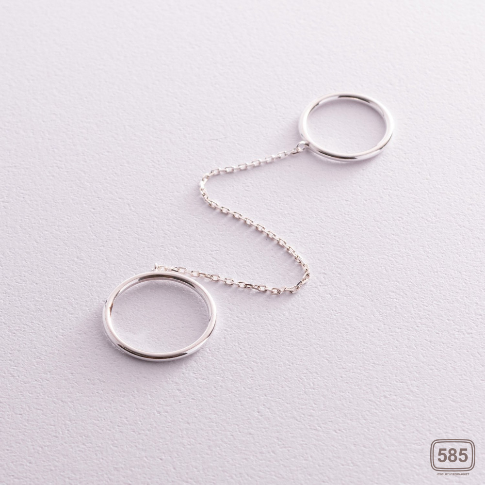 Серебряное двойное кольцо на цепочке