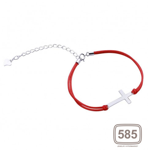 Срібний браслет з червоної шовкової нитки